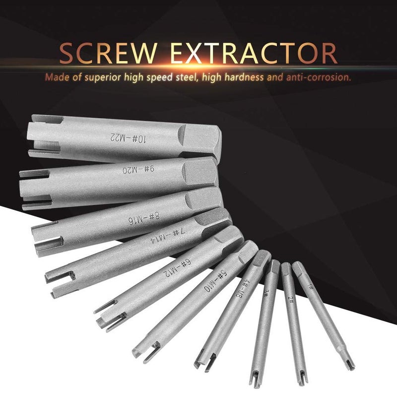 fosa 10Pcs Screw Tap Extractor Set, 3,4 Flute Broken Head Screw Remover, Stripped Screw Tap Extractor Set, High Speed Steel Extractor Tap Drill Set for Industrial Screw Bolt Removal Home Repair Work - Image 2